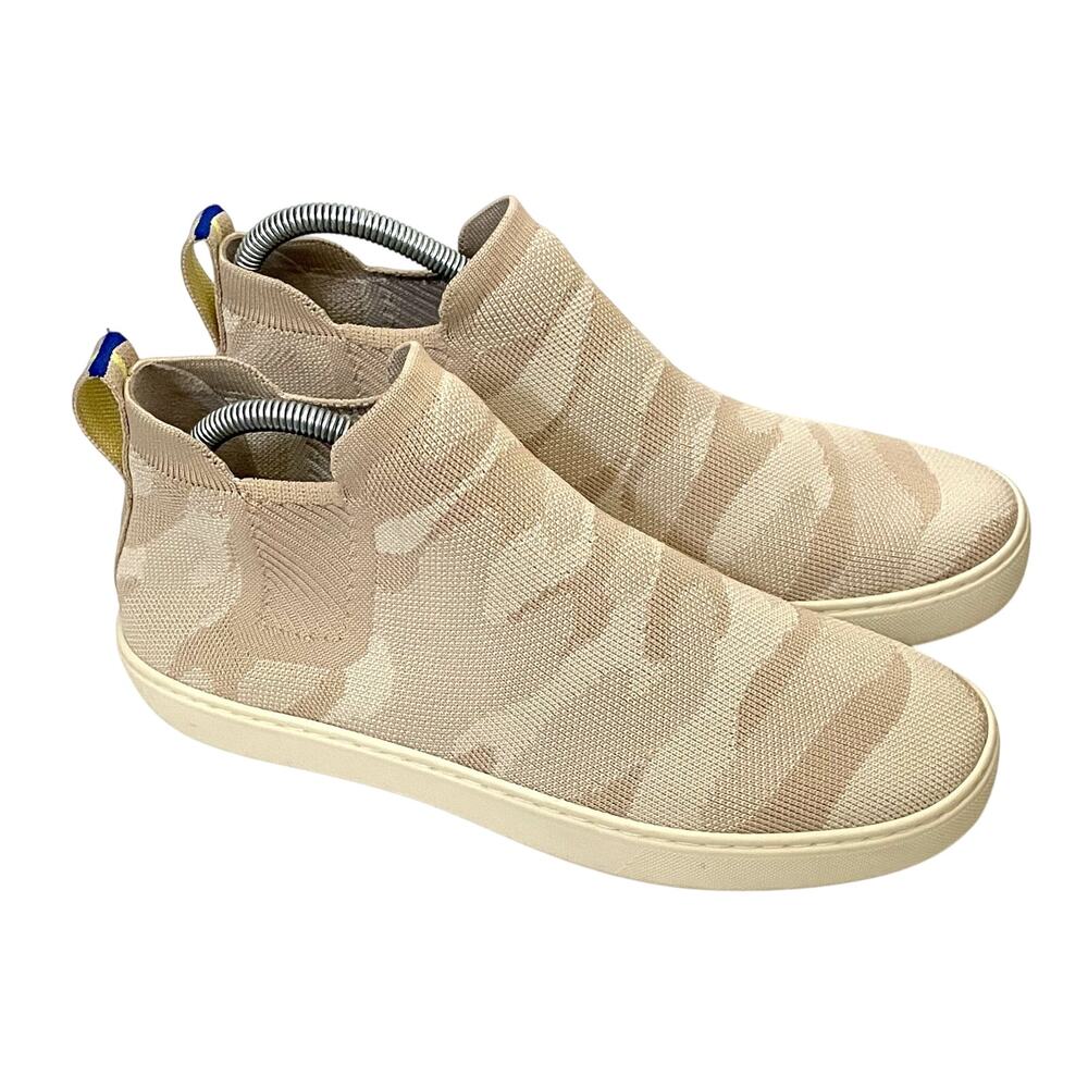 Rothy's High Top Slip On Stretch Casual Sneaker Tan Cream Camo Size 10.5